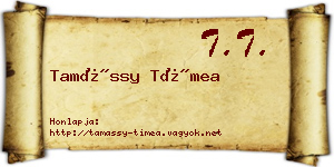 Tamássy Tímea névjegykártya